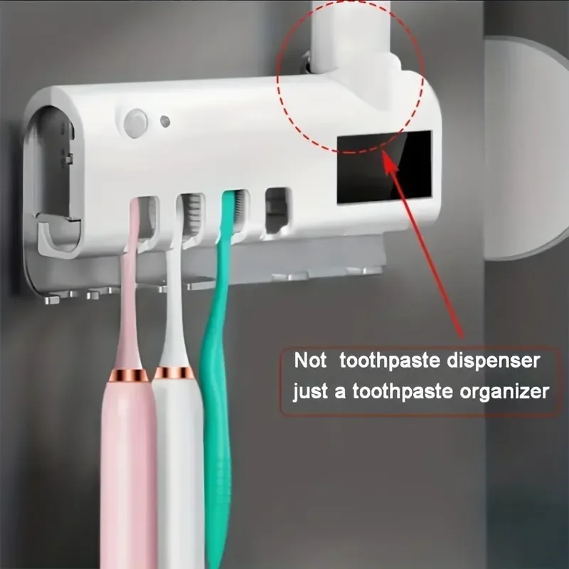 Multifunctional Toothbrush Holder Induction UV Sterilization Automatic Toothpaste Squeezing Support 4Pcs Electric Toothbrush