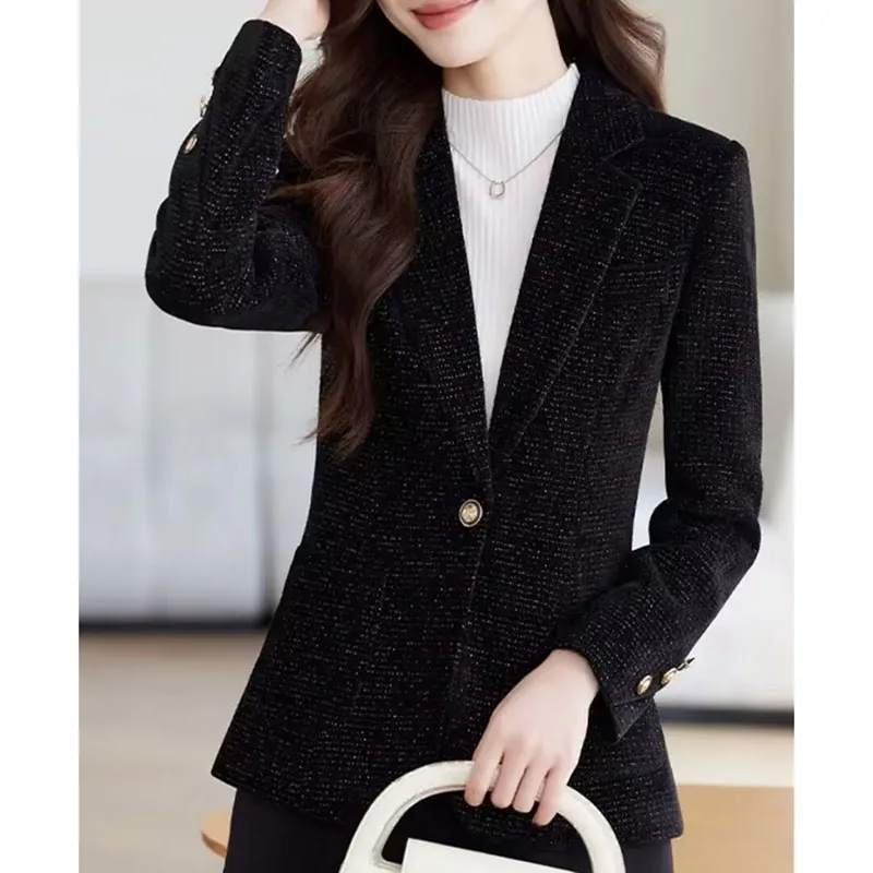 ربيع الخريف بلايز السيدات أبلى الكورية حجم كبير 5XL دعوى المرأة سترة الراقية موضة الترفيه السترة معطف الإناث