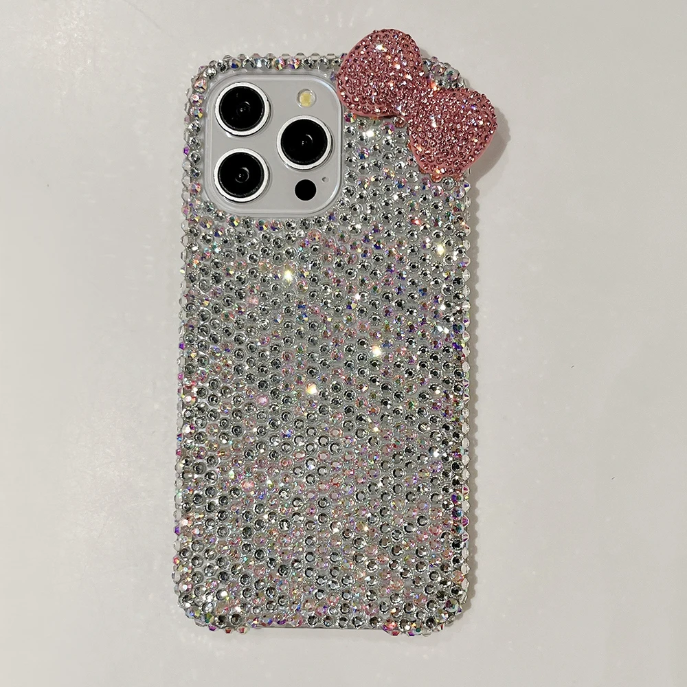 3D Glitzer Schleife Diamant Kristall Handyhülle für iPhone 13 12 15 14 16 Plus 17Pro 18 Pro Max Air 11 Stoßfeste Bling Schutzhülle – Detail 14
