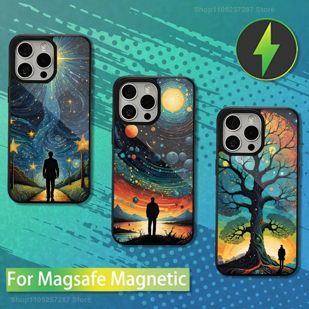

Art Abstract Starry Sky Phone Case For iPhone Mini,13,15,Pro,Max,For Magsafe,17,14,Plus,12,11,16,Magnetic Wireless Charging
