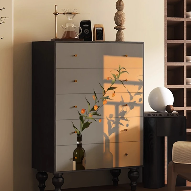 light and shadow flower decoration entry solid wood chest of drawers, bedroom bedside cabinet, living room entrance cabinet