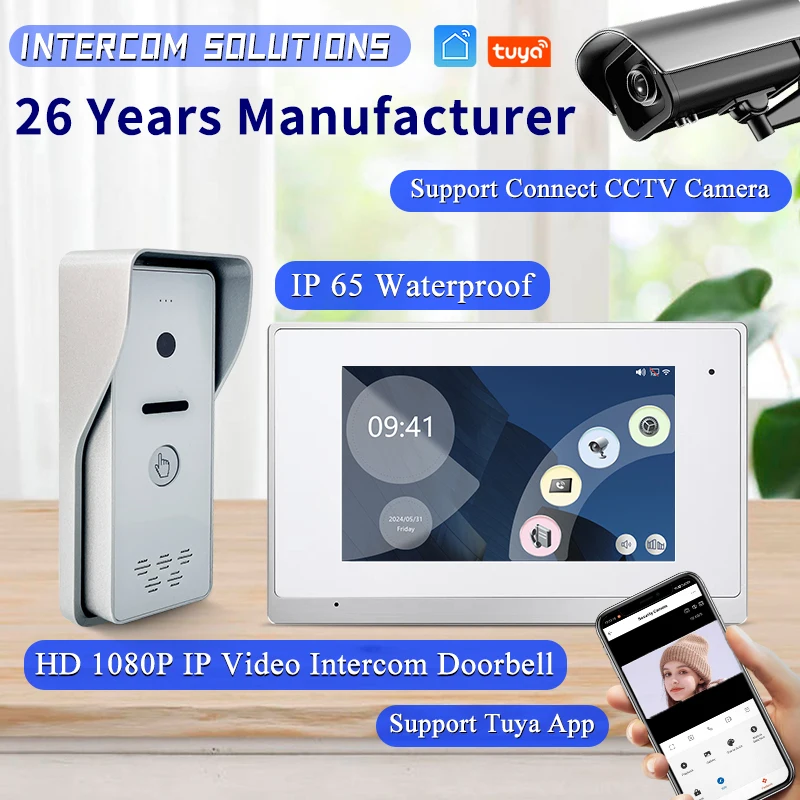 

Waterproof IP65 1080P HD Tuya App Wifi Door Bell Video intercom Doorbell Open 2 Locks