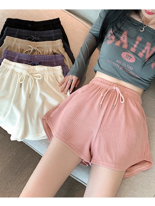 

Pink Women's Sports Hot Shorts Summer 2023 Soft Thin High Waist Cotton Shorts for Women Casual Cool Loose Lace Up Home Shorts