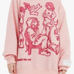 BIG PROMOTION Y2K KERESLINA Y2K fun cartoon print Harajuku cartoon hooded sweater in autumn and winter