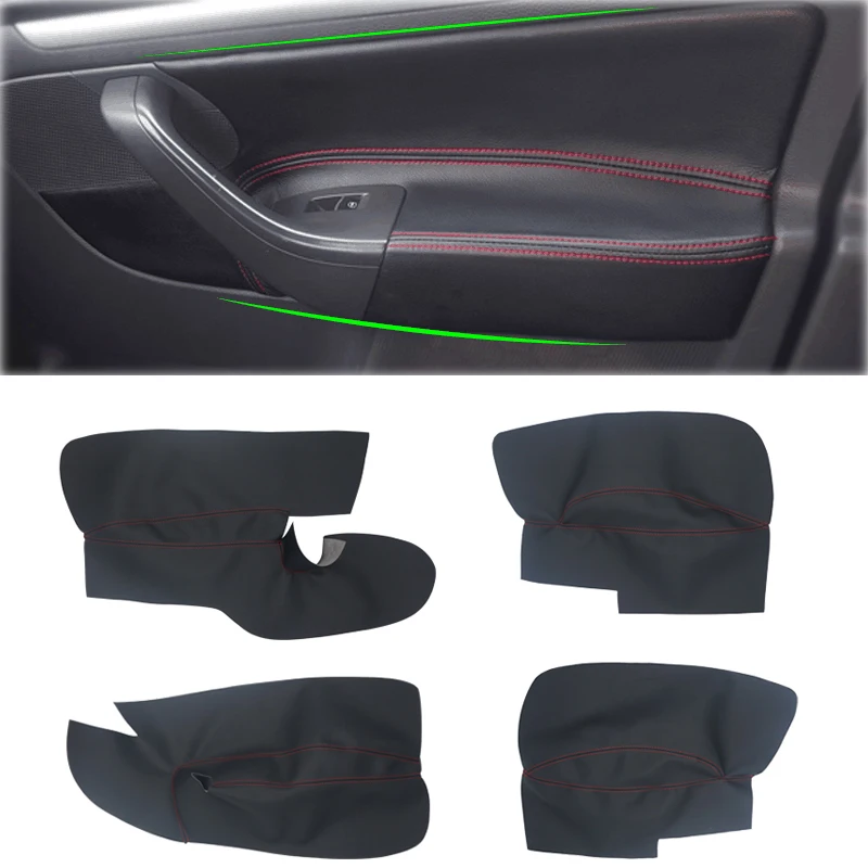 For VW Golf 5 MK5 2005 2006 2007 2008 2009 2010 only 3 doors Car Microfiber Leather Door Armrest Panel Cover Protective Trim