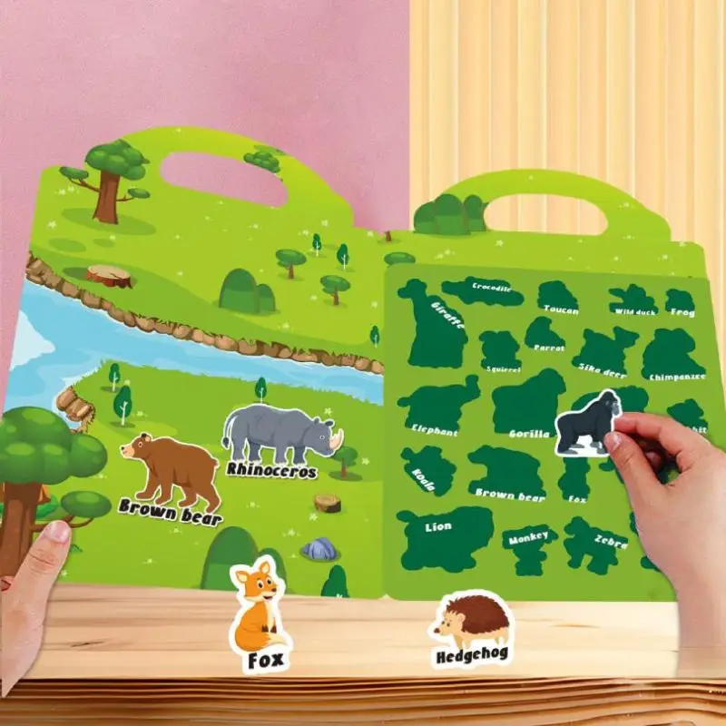 1 Set DIY Quiet Fun With Scene Stickers Jelly Sticker Book For Kids Reusable Paste Puzzle Book Educational Activity For Children