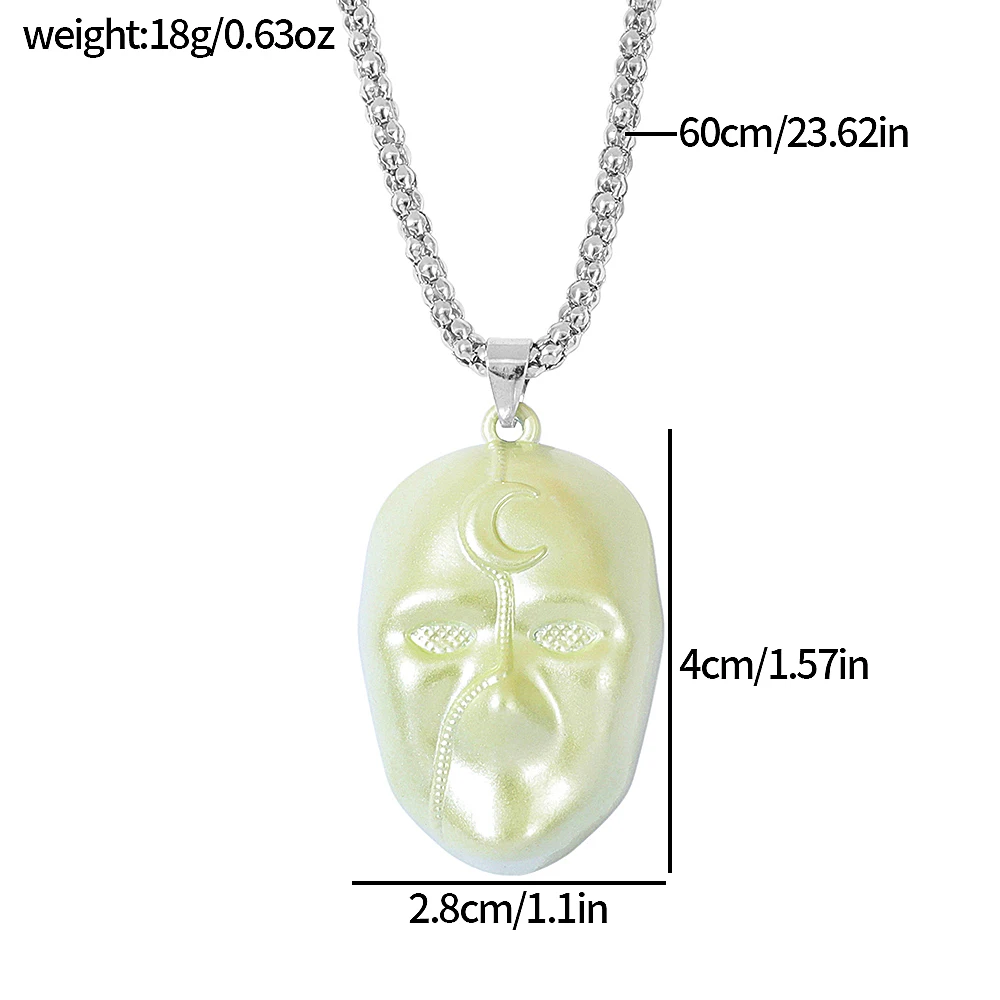 Avengers Movie Figure Moon Knight New Moon Blade Mask Necklace - Cosplay Superhero Pendant for Fans Personality Accessory view 5