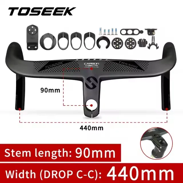 TOSEEK TR5500 T800 Carbon Fietsstuur Racefiets Geïntegreerd Stuur Met Fietscomputerhouder Volledige Interne Kabelgeleiding