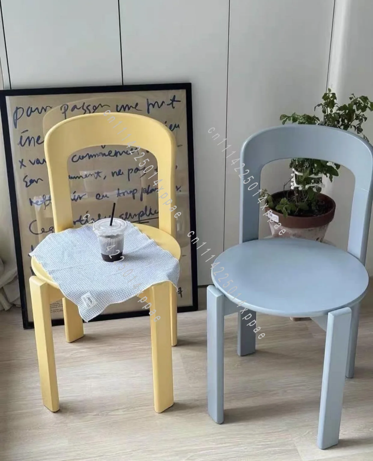 Household Small Apartment Study Back Chair Cafe Rey Chair Home Medieval Style Color Dining Chair