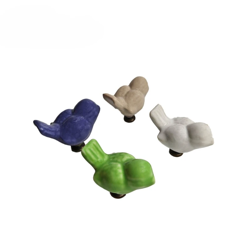 Birds Ceramic Drawer Handles - Rural Children's Handles - Furniture, Cabinets, Wardrobes - Single Hole Handles