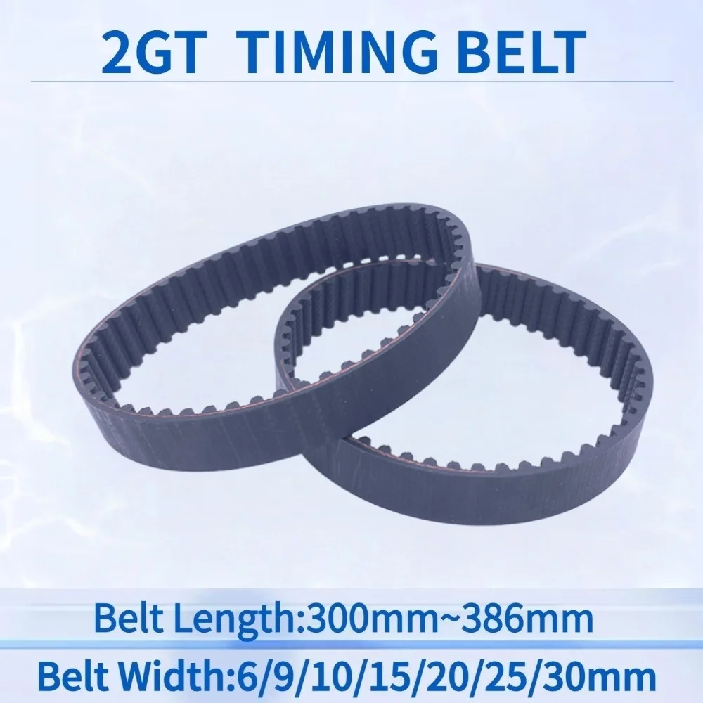 2GT Timing Belt Length300 302 308 320 330 336 340 348 350 354 358 360 370 376 380 386mm 3D Printer GT2  Rubber Closed Loop Belt