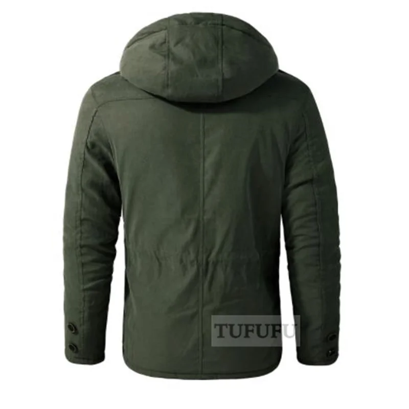 Männer 2022 Winter Neue Lange Lässig Dicke Fleece Mit Kapuze Wasserdichte Parkas Jacke Mantel Männer Outwear Mode Taschen Parka Jacke 46-58