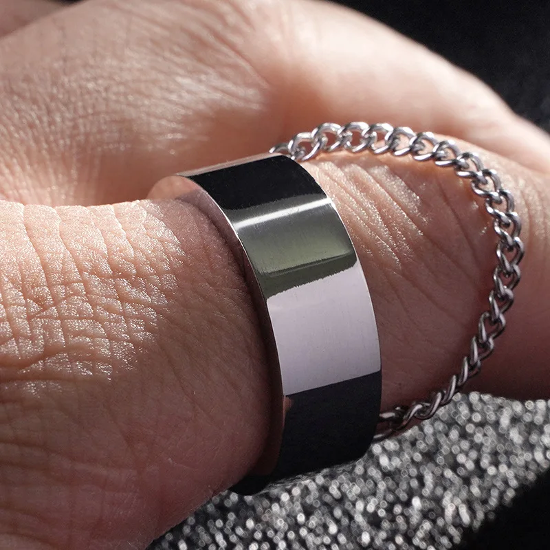 

Customizable Geometric Punk Hip-hop Style Titanium Steel Chain Rings for Unisex Fashion Jewelry Minimalist Accessories