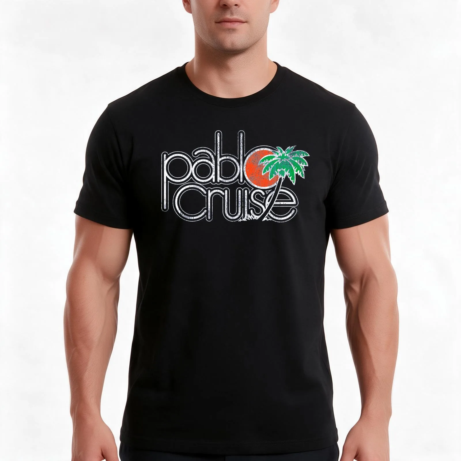 Pablo Cruise T-Shirt, Summer Casual Cotton Tee, Oversized Streetwear Tops, Vintage Graphic Print, Loose Fit Short Sleeve