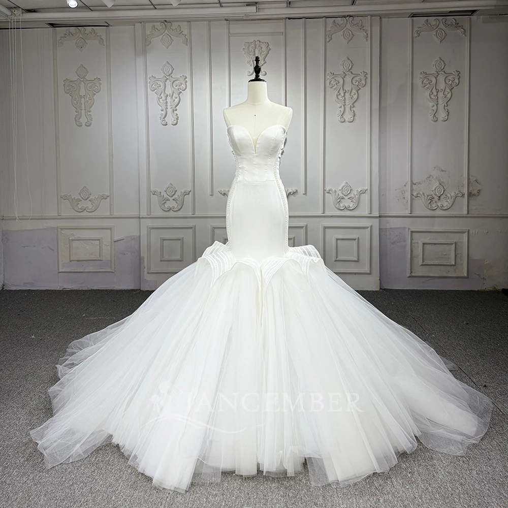 

Luxury Mermaid Wedding Dresses Women's Sexy Sleeveless Bridal Gowns Formal Sleeveless Elegant Pleat Satin Vestidos Customized
