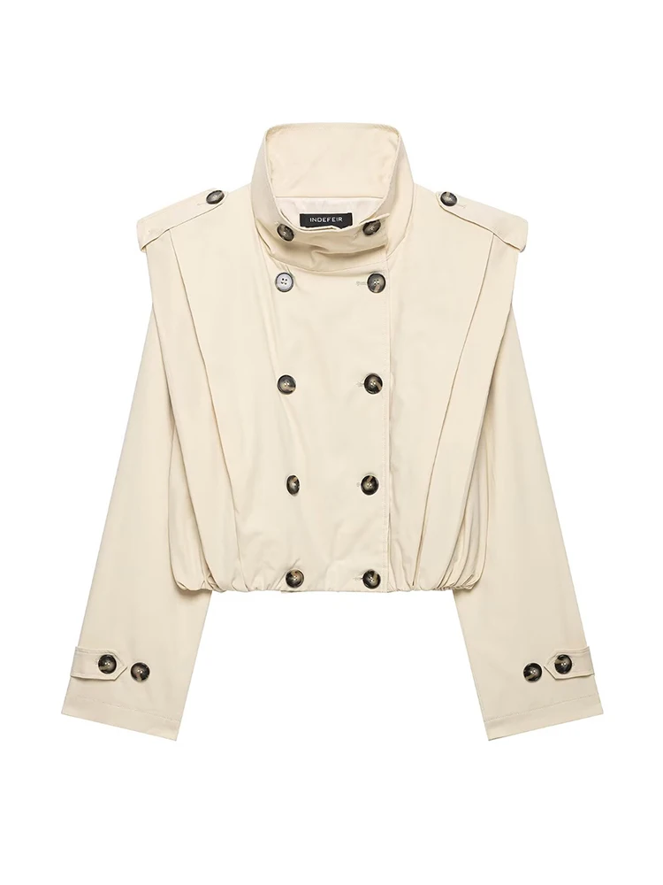 HH French Chic Cream Coat Women Spring Autumn Elegant Long Sleeve Slim Fit Parisian Style Date Night Party Fashion Jacket