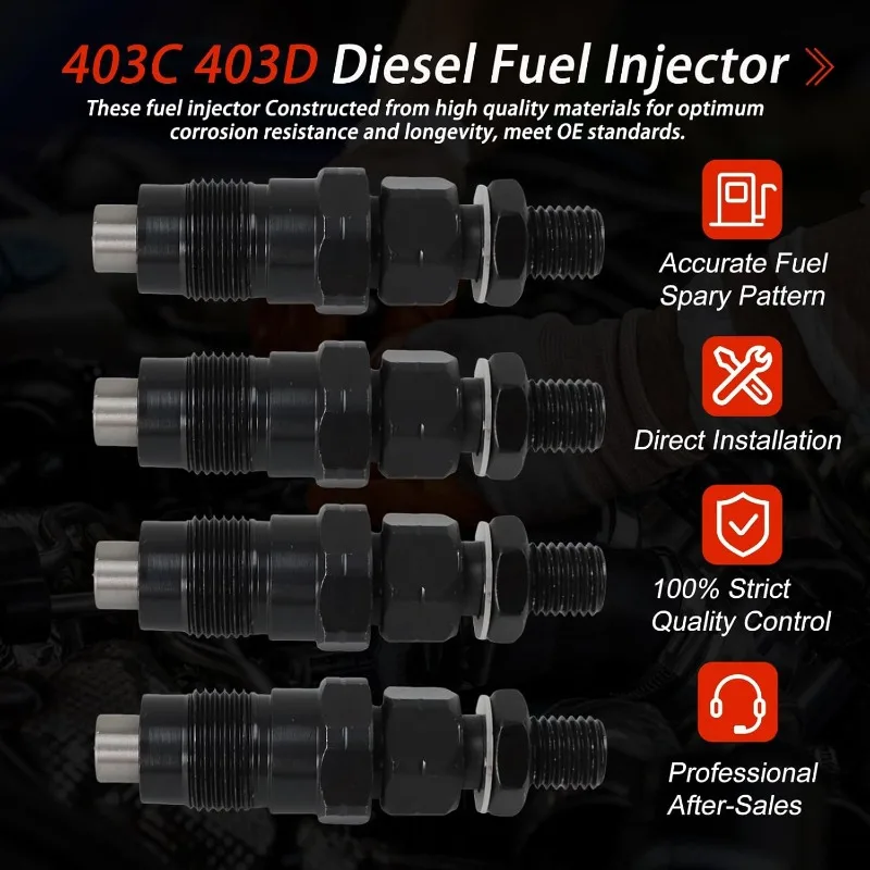 4PCS 131406490 Fuel Injectors Set For Perkins 104-22 403C-15 404C-22T 404D-22T Engine New Holland TC30 TC45 TC55 Case SR160