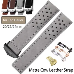 for TAG HEUER CARRERA Monaco Series Matte Cow Leather Smartwatch Straps Genuine Leather Watchband 20/22/24mm Universal Bracelets