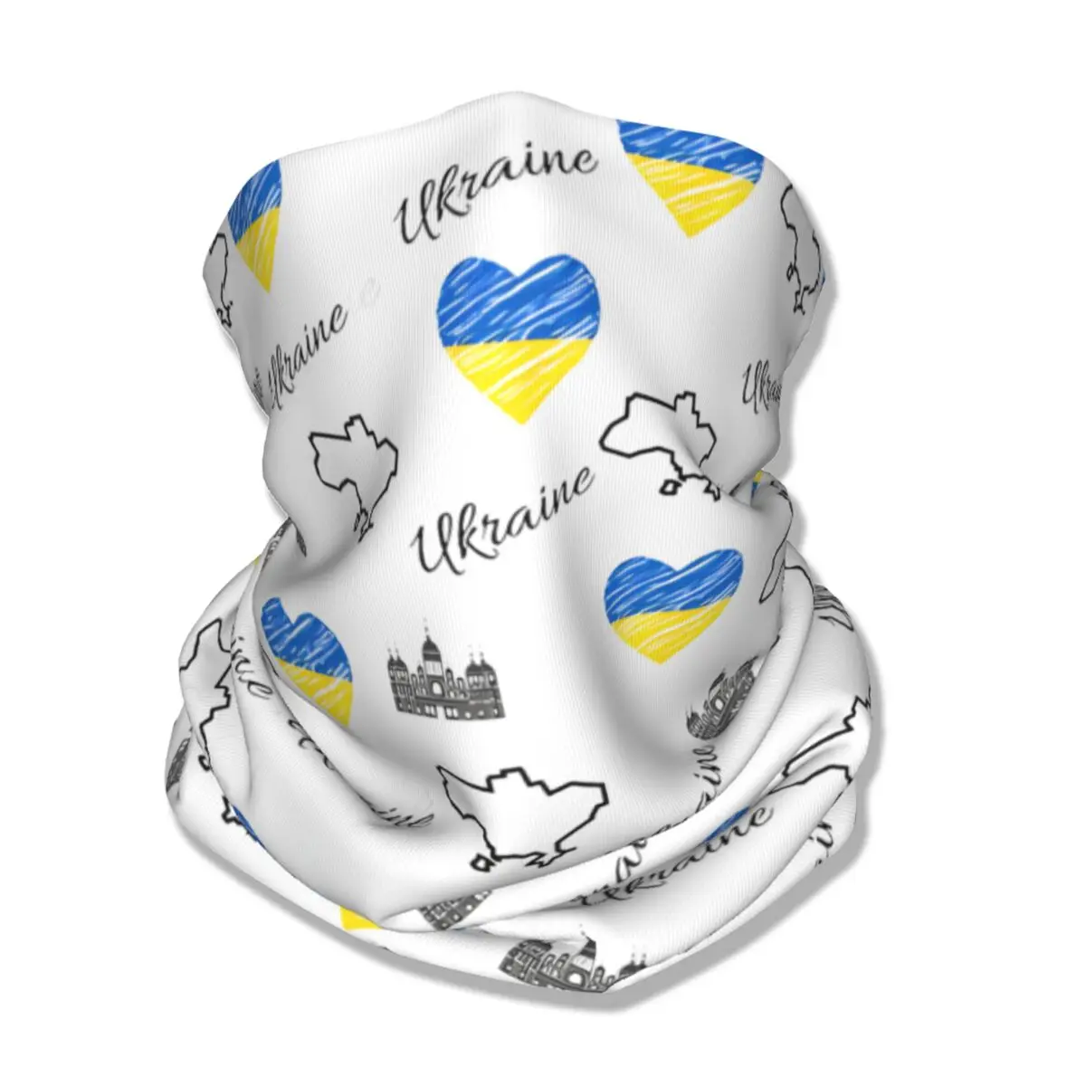 Ukraine Heart Bandana Neck Gaiter Printed Ukrainian Ukraina Wrap Scarf Multi-use Headwear Running Unisex Adult Breathable