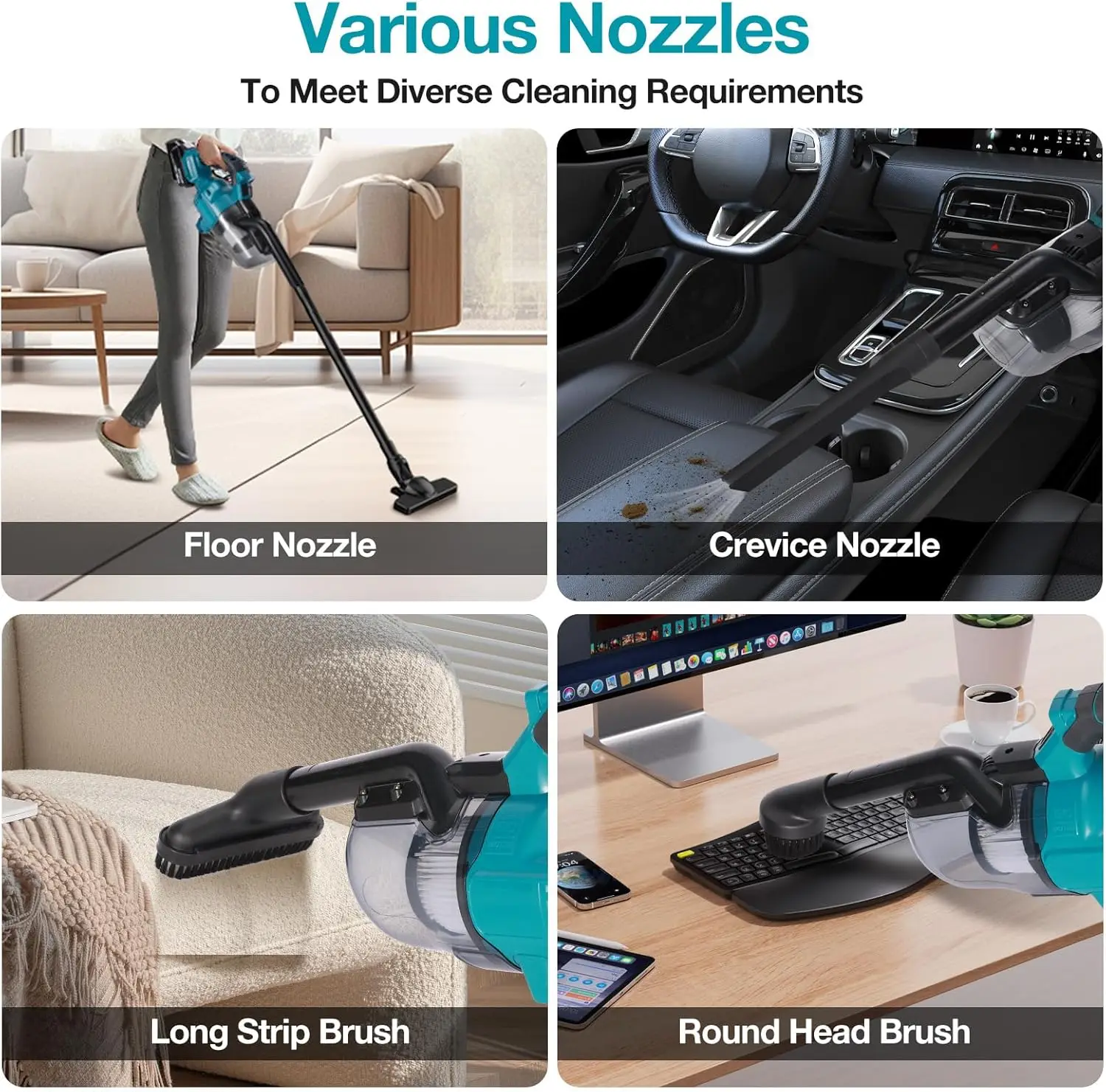 5 in 1 Cordless Handheld Vacuum Cleaner for Makita 18V Battery Portable Electric Vacuum Dust Cleaner for Carpet Pet Hair Floor