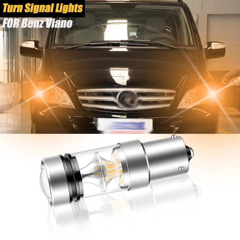 2pcs Canbu BAU15S PY21W LED Turn Signal Lights Lamp No Hyper flash For Mercedes-Benz Viano W639 2003-2014  2005 2006 2007 2008