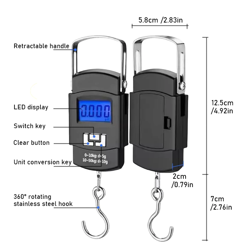 Black 50kg Portable Kitchen Measuring Scales LCD Digital Weighing Scale Home Measuring Tools and Scales Kitchens Accessories image 3