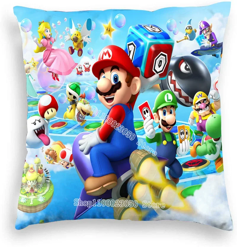 Mario Bros Pillow Case Super Mario Cartoon Cushion Cover Car Sofa Pillowcase Boys Room Fall Decor Home Textile Decorative Gifts