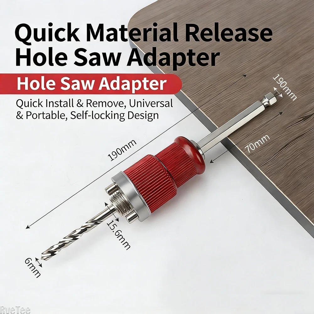 Woodworking & Pipeline Hole Opener Special Rod Bimetal Drill Bit Matching Self-Locking Quick-Release Connecting Extension Rod