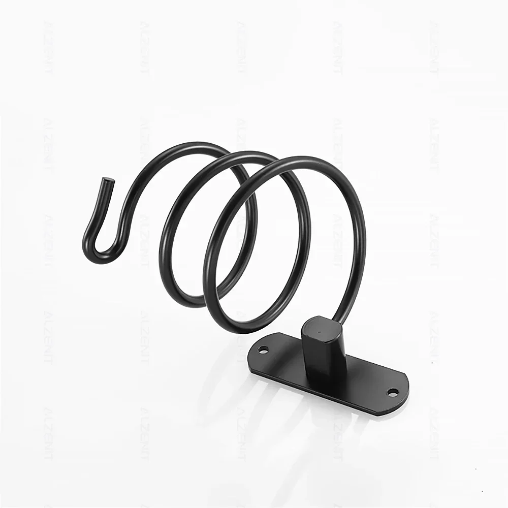 Suporte para secador de cabelo, espiral, rack de armazenamento, preto fosco, alisadores, organizador, montagem na parede, prateleira de alumínio,