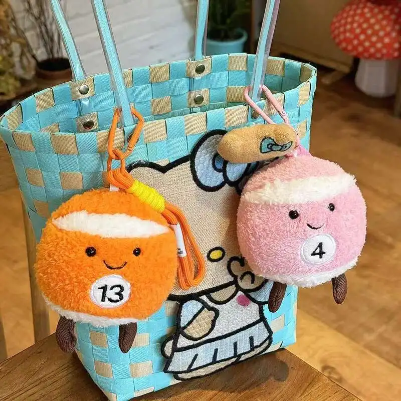 10cm Billiards Plush Pendant Table Ball Keychain Creative Dopamine Color Billiards Keychain Lucky Black No.8 Key Ring Doll