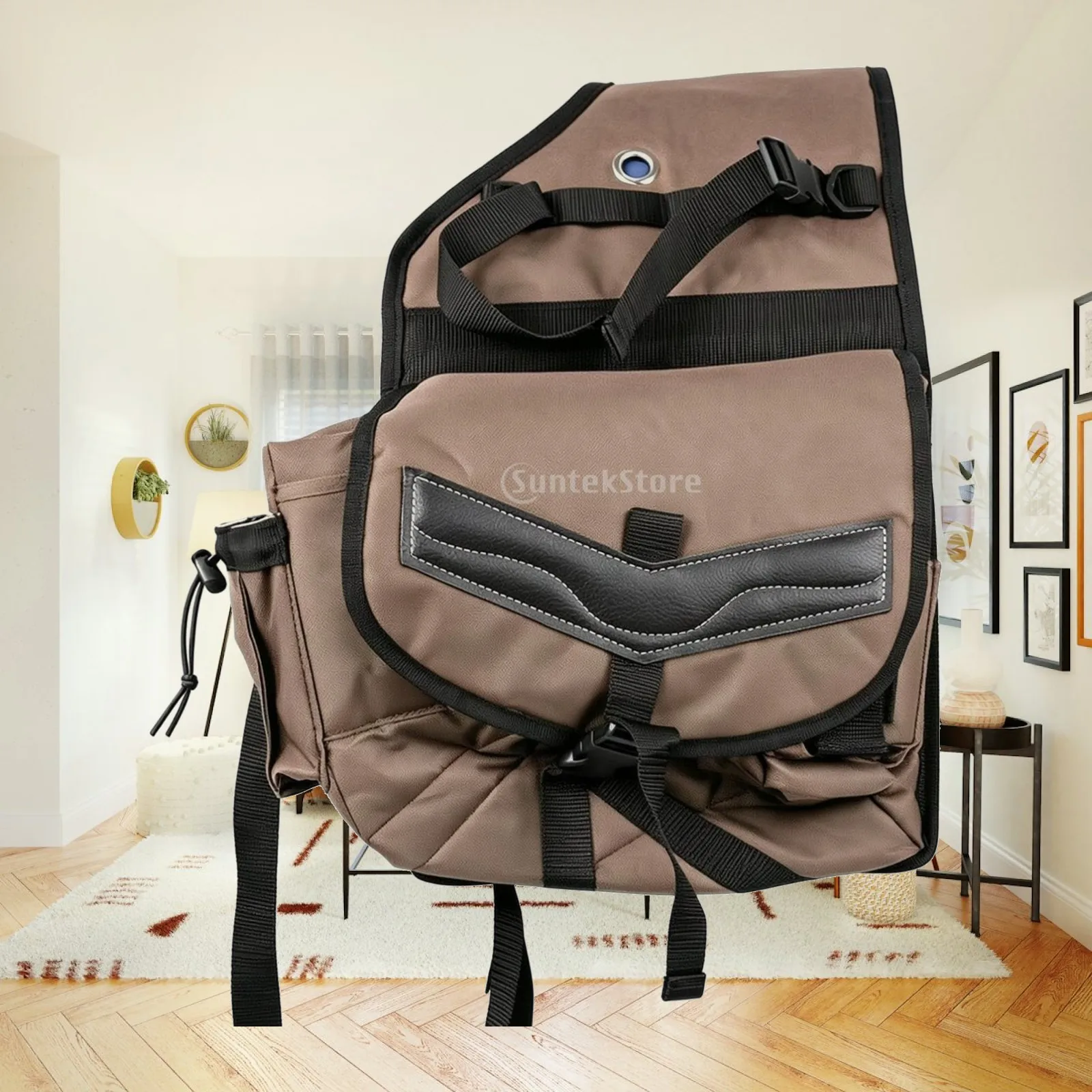 Durable Canvas Saddlebag for Horse Riding with Adjustable Straps Secure Equestrian Luggage Pannier