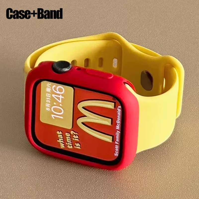 حافظة + حزام لساعة أبل 46 مللي متر 44 مللي متر 40 مللي متر 45 مللي متر 41 49 مللي متر 42 مللي متر سيليكون الرياضة سوار iWatch series10 8 9 7 6 5 4 3 SE حزام