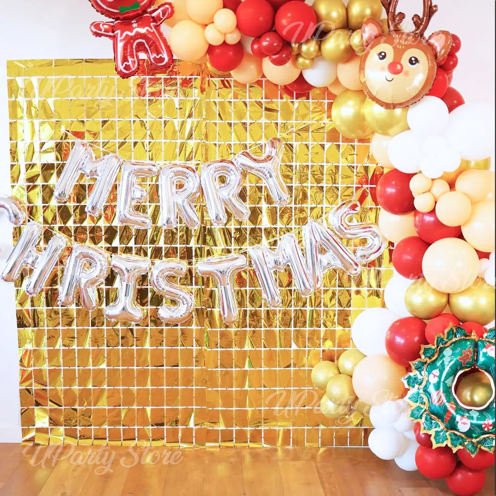 2 Stück silberne quadratische Hintergrundvorhänge, schimmernde Folie, Wandhintergrund, Lametta-Luftschlangen für Geburtstag, Hochzeit, Weihnachten, Disco, Party, Deko – Detail 10