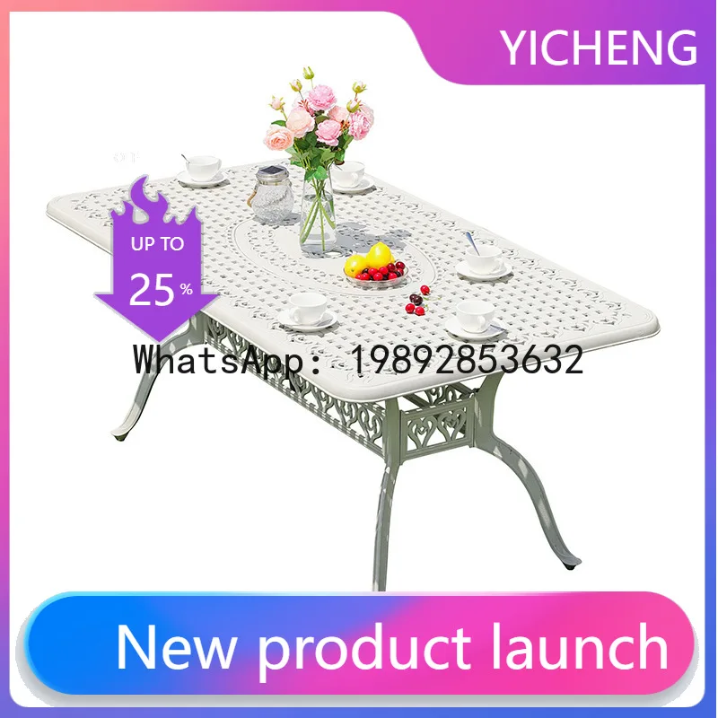 

ZZ-5 Outdoor Leisure Table and Chair White Set Outdoor Courtyard Garden Simple Seat Cast Aluminum Chair