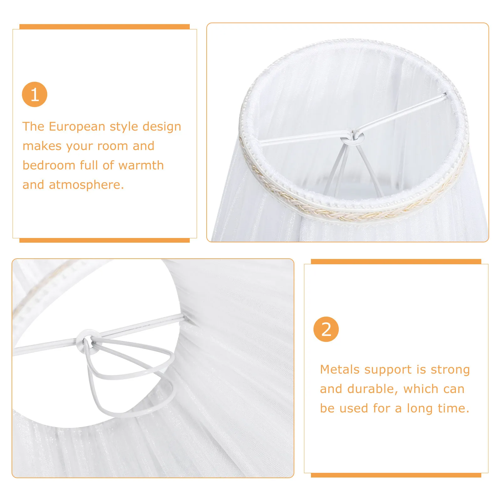 

3Pcs European Lamp Covers Crystal Chandelier Shade Replacement Creative Cloth Lampshade for Table Floor Ceiling Lights Warm