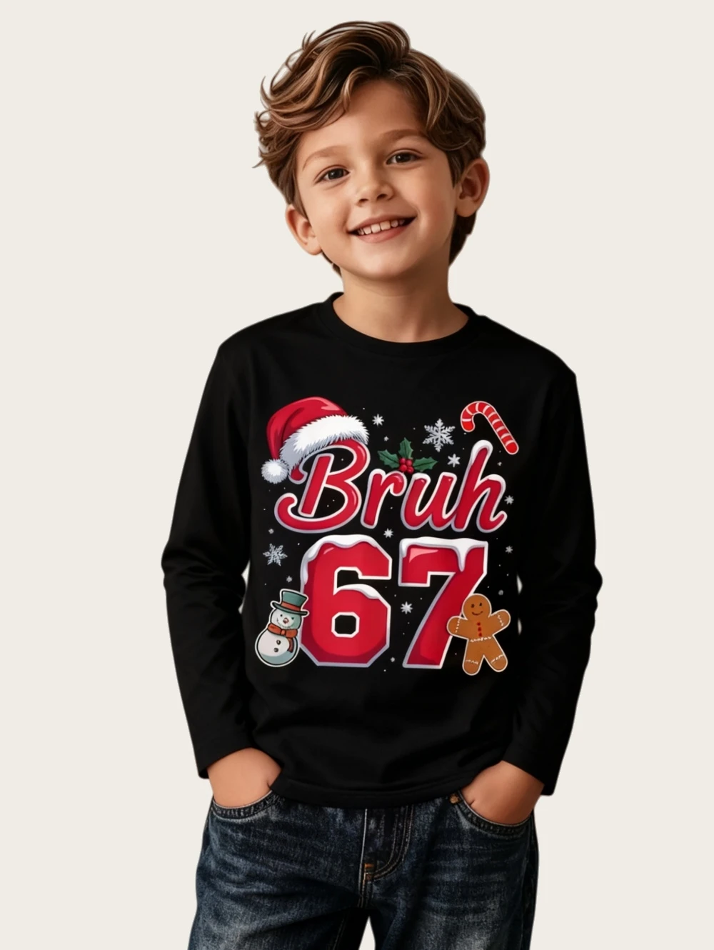 مضحك ستة سبعة 6 7 ميمي تي شيرت للأطفال الفكاهة الفوضى Y2k لعبة قائلا المحملة هدية الكريسماس الأولاد كم طويل قمة الموضة الملابس