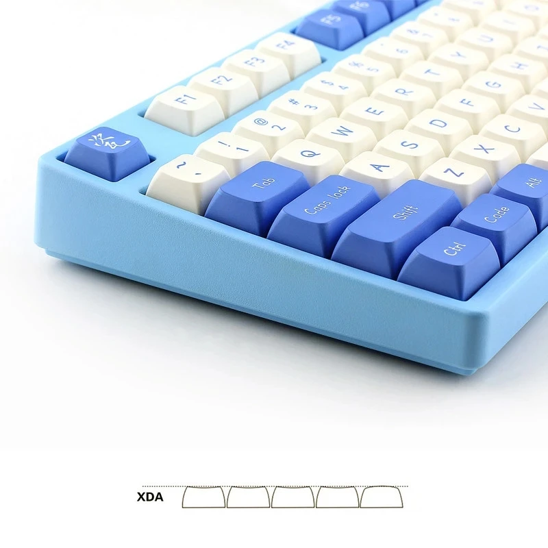 Imagem -02 - Chaves Conjunto Azul e Branco Porcelana Keycaps Pbt Tintura Sublimação Chave Tampões Xda Perfil Keycap com Iso Enter 1.75u 2u Shift 127