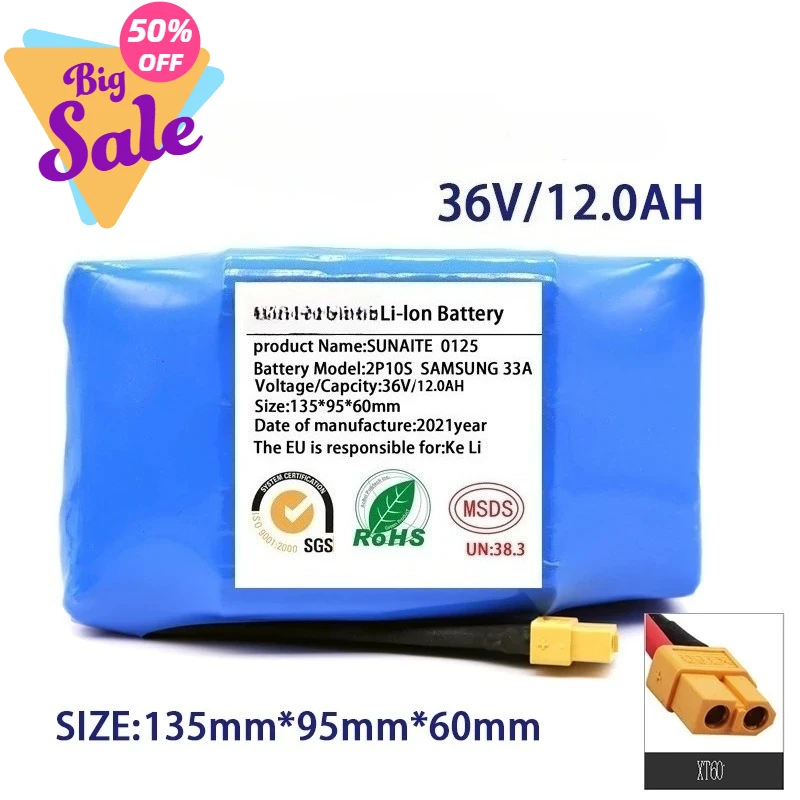 High-quality batteries36V 4.4Ah Rechargeable Lithium-ion Battery for Electric Self-balancing Scooter Unicycle
