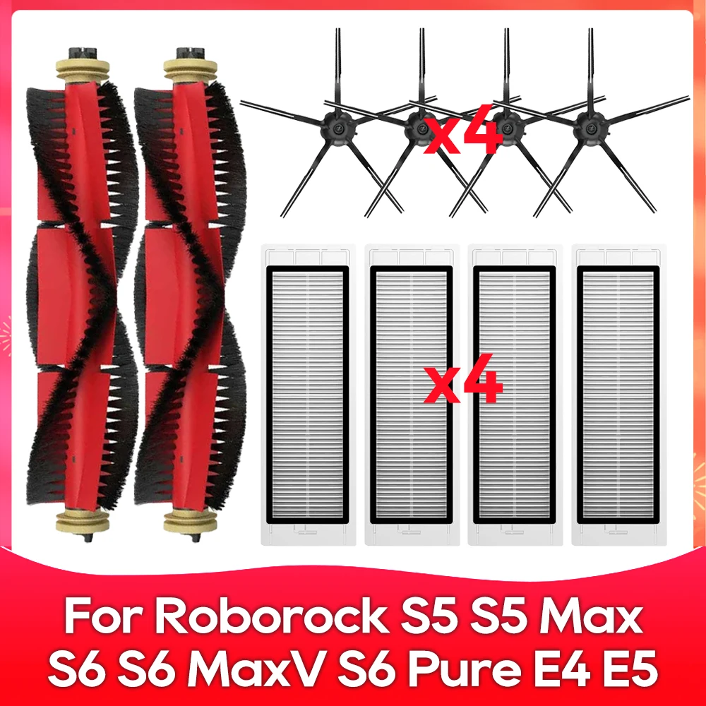 Kompatibel für ( Roborock S5, S5 Max, S6 MaxV, S6 Pure, E4, E5, S51, S52, S55 ) Walze Seitenbürste Filter Wischmopp Zubehör Teil