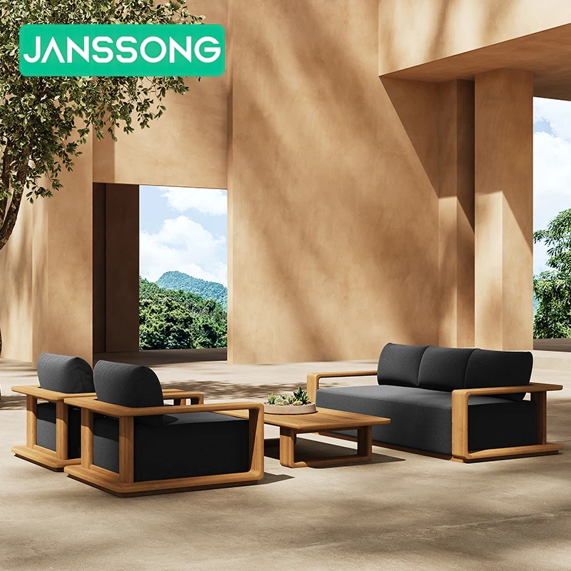 

Waterproof Wooden Outdoor Furniture Modern Courtyard Sofa Countryside Set Teak Garden Furniture All-Weather Patio Furniture Set