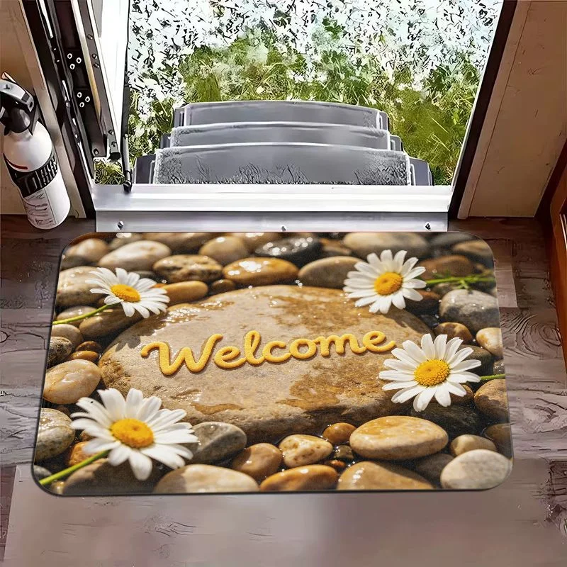 VIKAMA Cute Golden Haired Back Fun Slogan Entrance doormat Entrance Bathroom Doors Home Decoration Welcome Carpet Home Decor