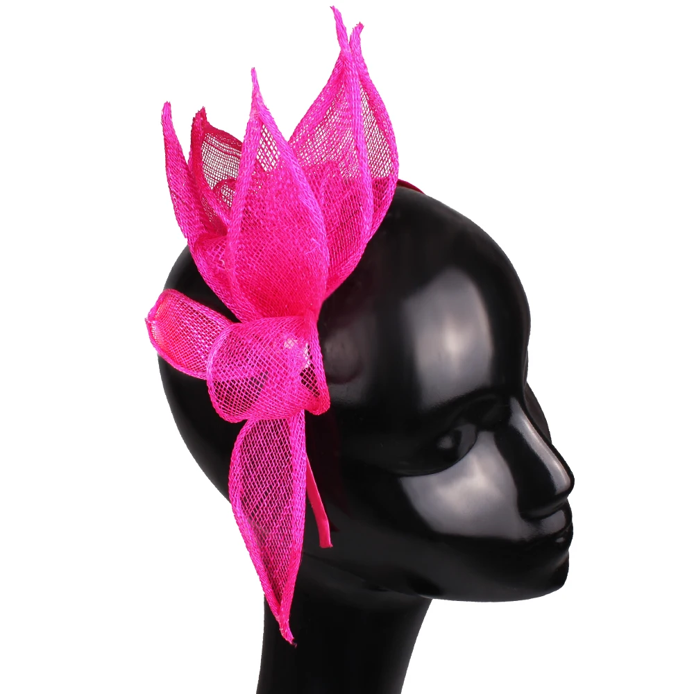 

Hot Pink Fancy Fashion Bride Headwear Wedding Hair Band Fascinator Accessories Cocktail Ladies Headdress For Bridal Marriage Hat
