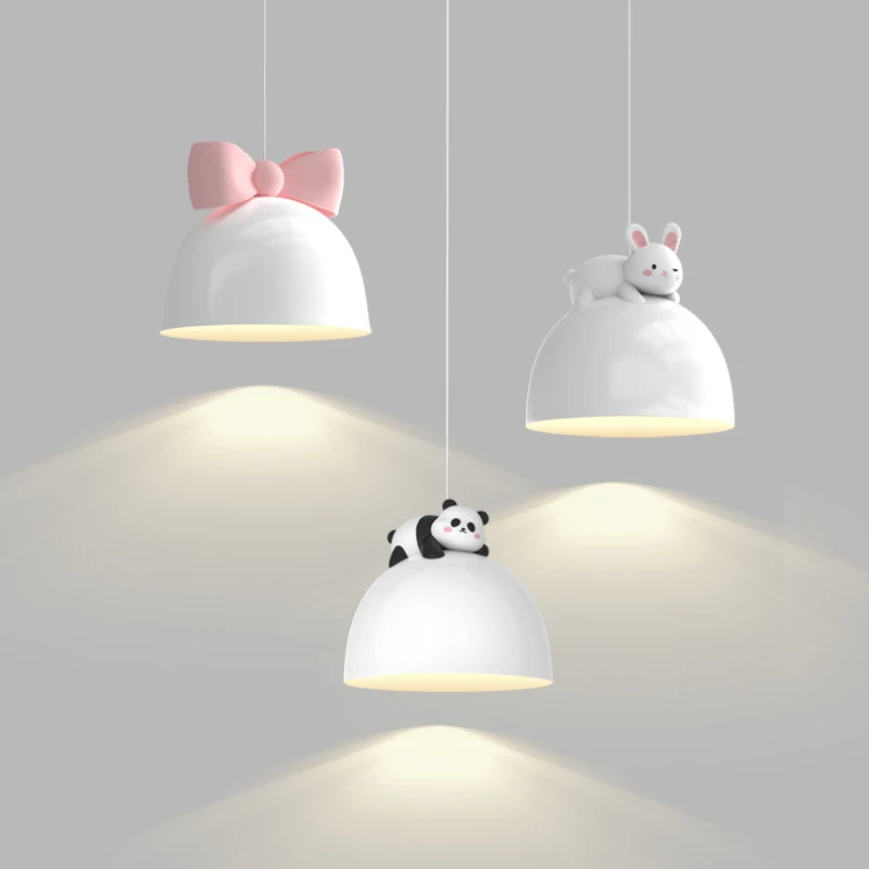 Children's Room Chandelier Cute Boy Girl Bedroom Bedside Lamp Pink Bow Rabbit Panda Lamp Warm Princess Room Baby Room Chandelier