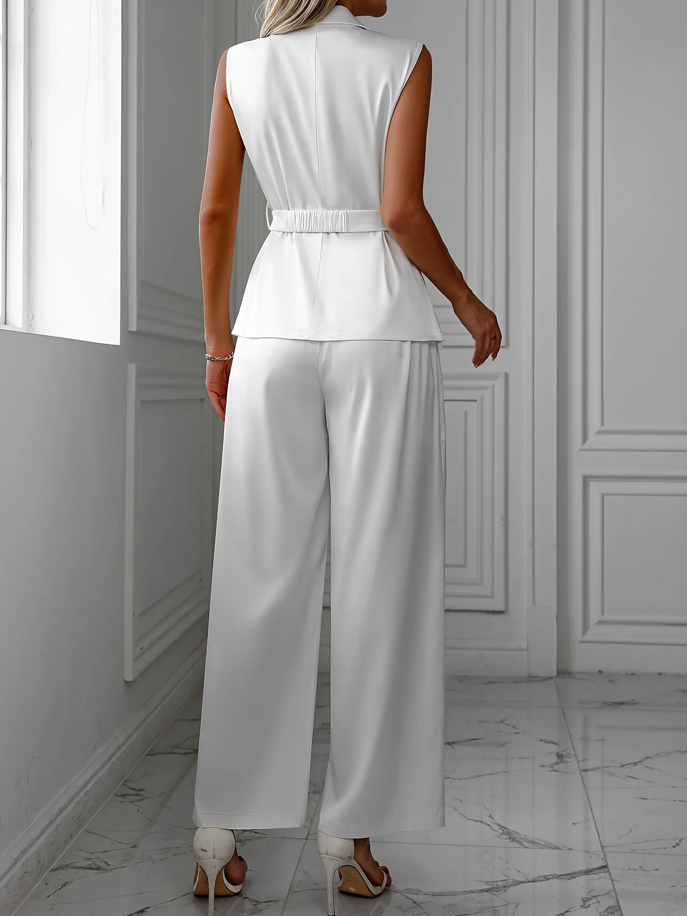 Irregular design suit vest wide leg pants suit feminine temperament business wear two pieces