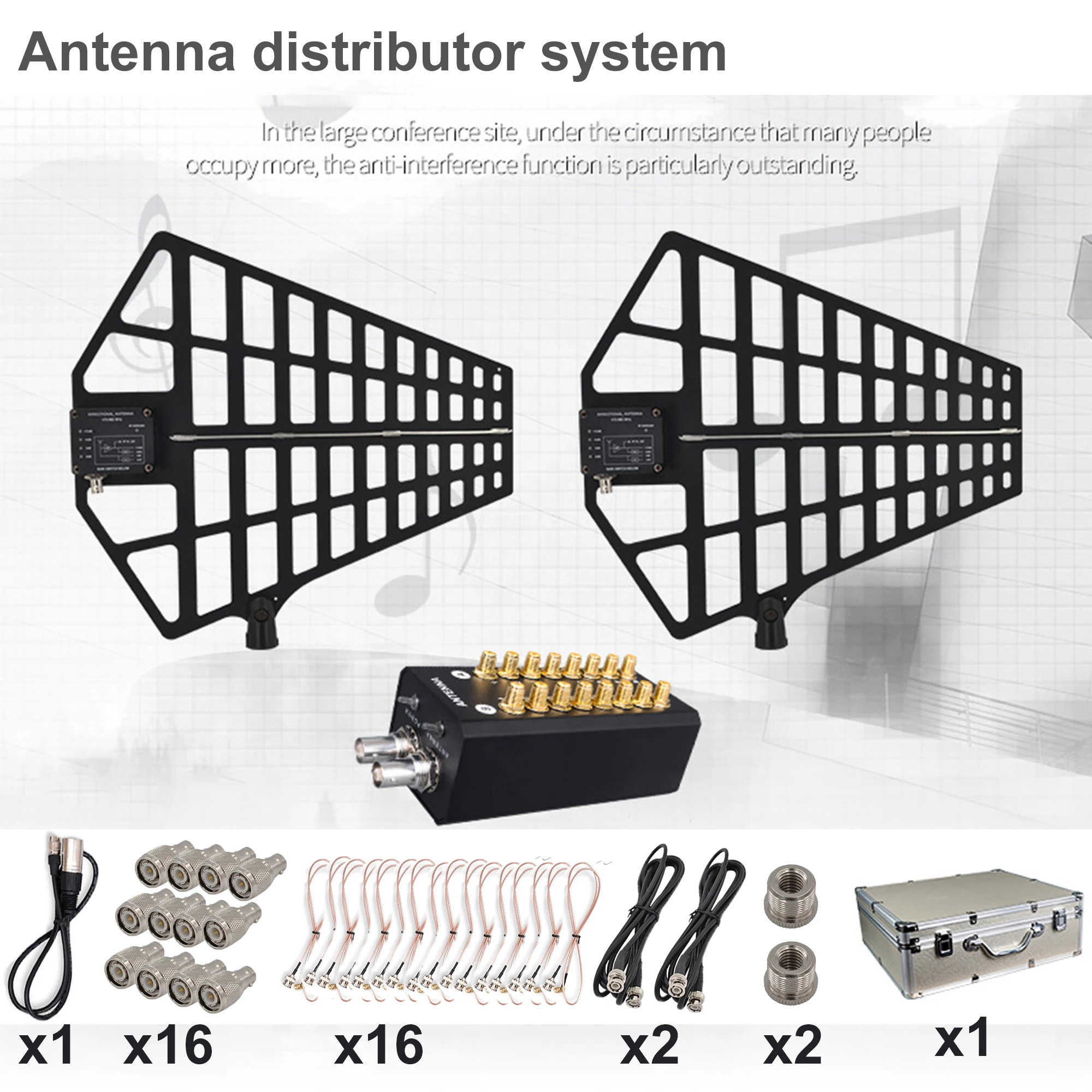 PS28 8Channels Active Antenna Distributor System RF Multi SMA Signal Amplifier For Little Bee Recording Interview Wireless Mic