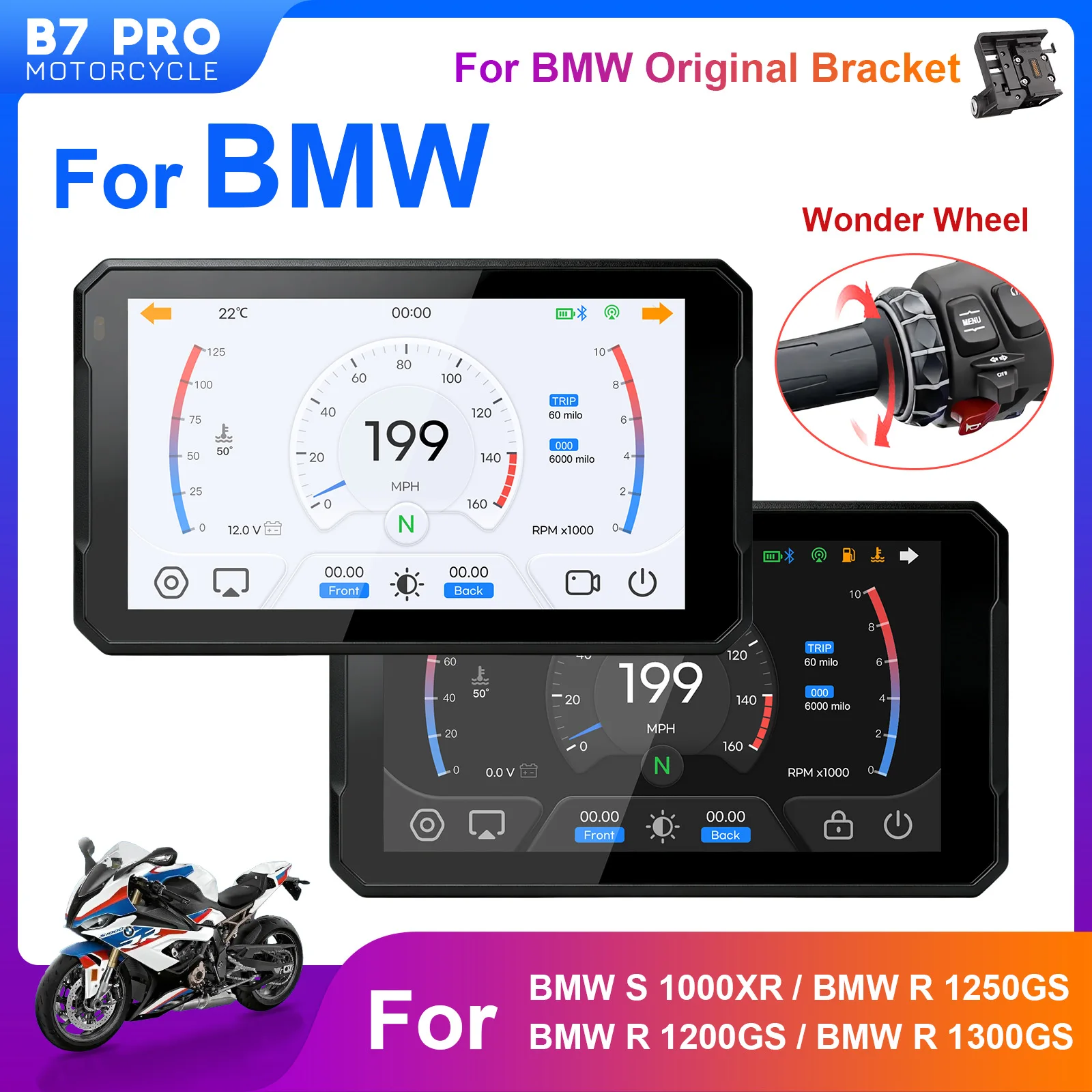 Motorcycle Carplay Screen for R1200GS R1250GS Monitor Wireless Carplay Android Auto Display Motorcycle GPS