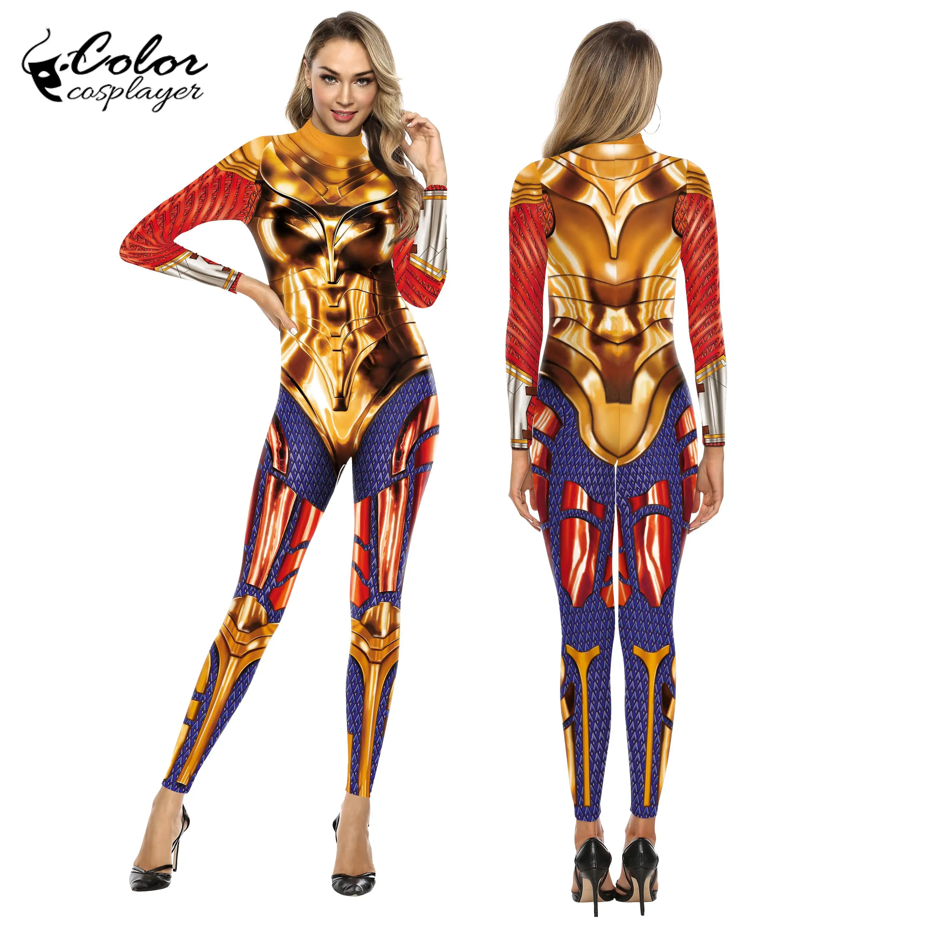 Color Cosplayer Bodysuits Cosplay 3D Printed Sexy Spandex Women Catsuit Long Sleeve Party Tight Jumpsuits Costumes Zentai Suit