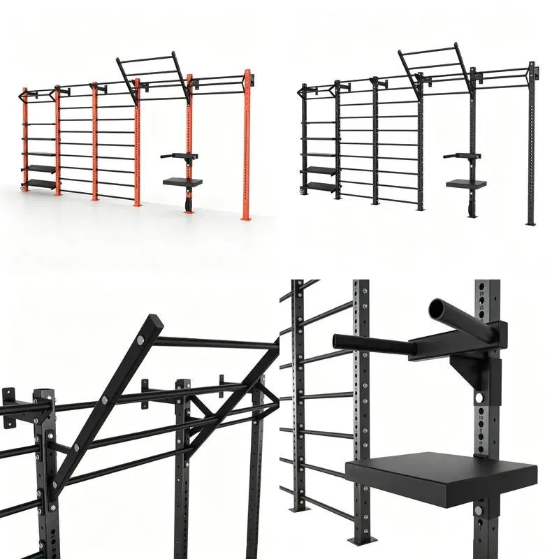 Rugged Wall Mounted Stainless Steel Training Rack Multi Layer Gym Storage Shelf Monkey Bar Back Triceps Exercise Station