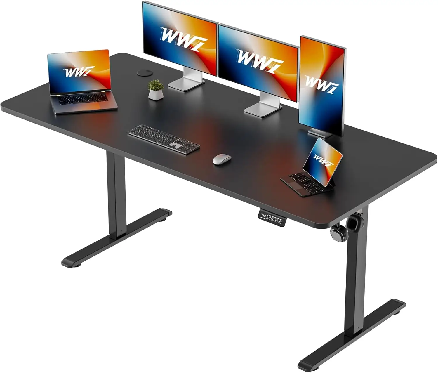 

Electric Height Desk Adjustable Computer Desk 160x60cm with Memory Remote Height 2 Smart Standing Workstation with Headphone Hoo