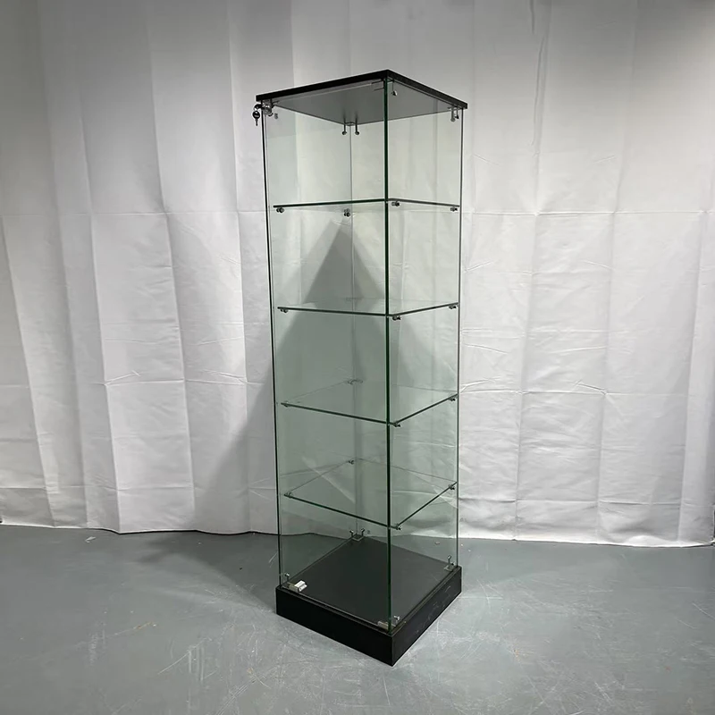 Keway Full Vision View Aluminum Frame Glass Display showcase Glass Cabinet Vertical showcase